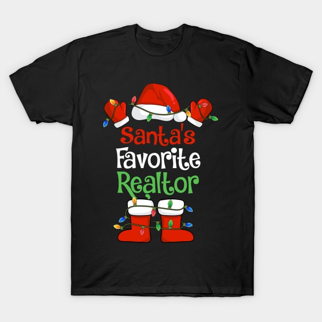 Santa's Favorite Realtor Funny Christmas Pajamas T-Shirt by cloverbozic2259lda